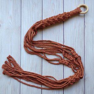 NEW! Rust Boho Macrame Plant Hanger | Hanging Planter Indoor Garden Home Decor